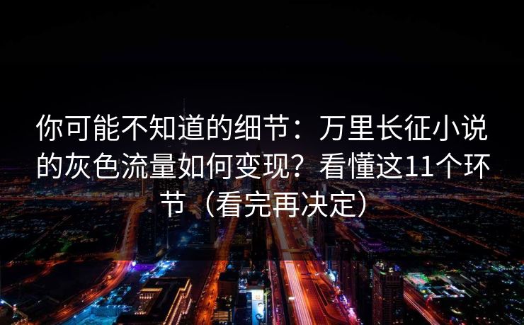 你可能不知道的细节：万里长征小说的灰色流量如何变现？看懂这11个环节（看完再决定）